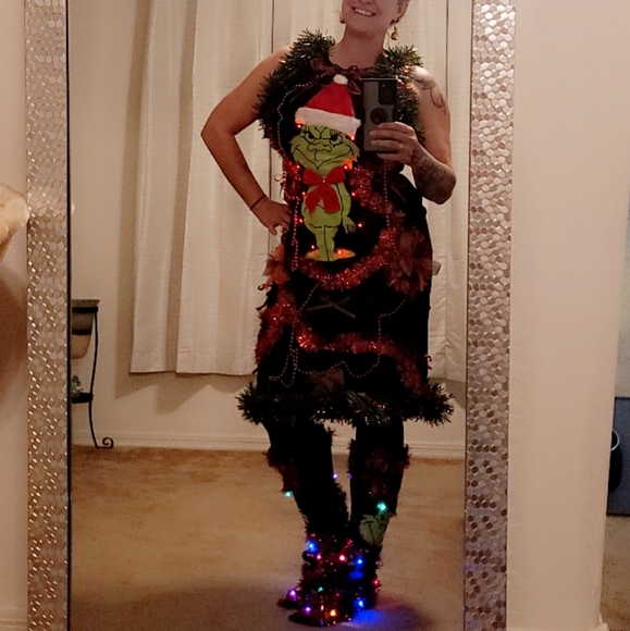 Ugly Christmas Sweater Party Light up Grinch Boots - Picture 7 of 8